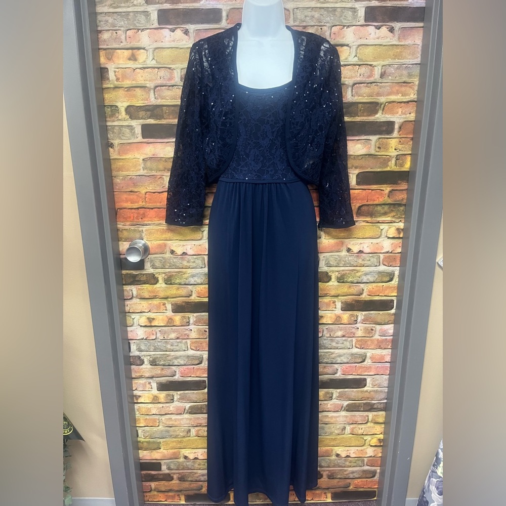 SLNY 2pc Navy Long Sleeve Dress with Jacket